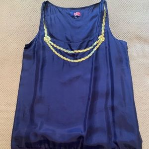 Vintage forever 21 silk tank, with gold details. Size Small. Color cobalt blue.